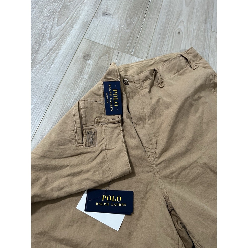 Polo Ralph Lauren Men's Classic Fit Linen-Cotton Shorts Beige Size 42T.